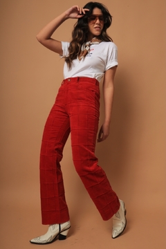 Calça veludo vermelha cintura media vintage