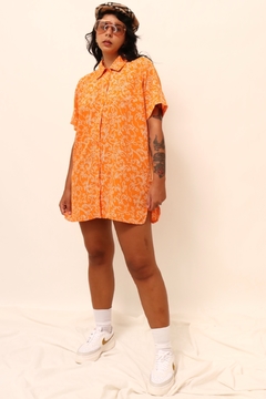 Imagem do Camisa vestido laranja vintage estampa