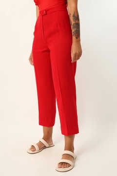 Calça vermelha cintura alta vintage - loja online