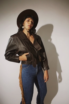 Jaqueta de couro legítimo forrada vintage original - comprar online