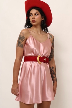 Slip Dress curto rosa acetinado vintage na internet