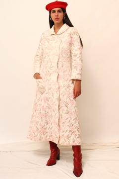 Robe flores off white matelasse vintage na internet