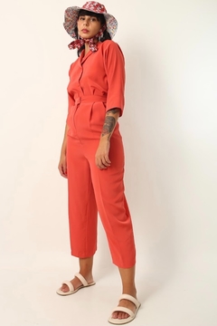 conjunto goiaba calça + blusa vermelho vintage - comprar online