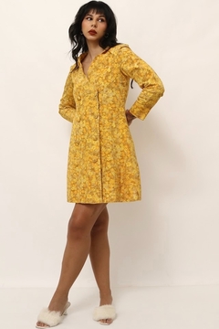 vestido amarelo floral forrado alfaiataria na internet