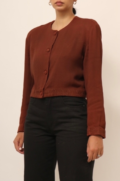 Imagem do Cropped blazer marrom ombreira