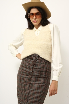 colete creme 100% lã vintage cropped - comprar online