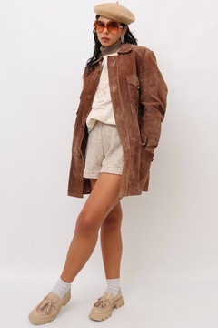Imagem do jaqueta couro camurça marrom vintage