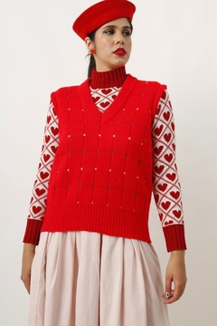 colete tricot pulover recorte color - comprar online