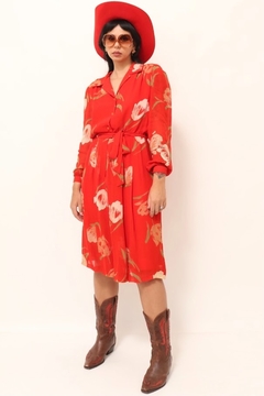 vestido flores transparencia western vintage - loja online
