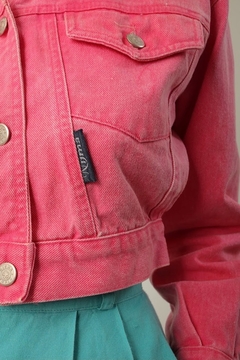 Jaqueta jeans cropped rosa vintage - comprar online
