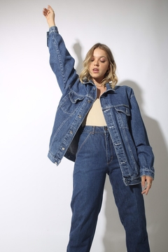 Jaqueta jeans grossa azul industrial clássica - loja online