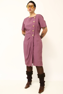 Vestido roxo vintage forrada - loja online