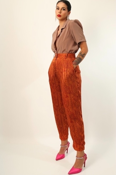 Imagem do Calça acetinada cintura mega alta laranja