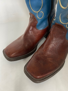 Imagem do Bota cowboy couro azul com marrom