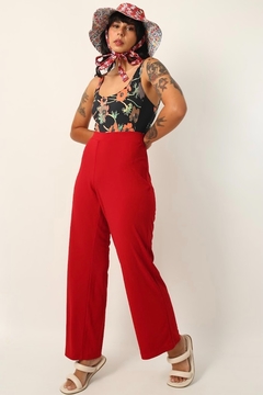 calça vermelha cintura mega alta ampla - comprar online