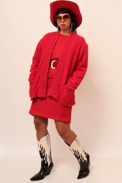 Pulover vermelho bordadao vintage - loja online