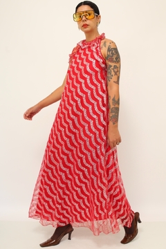 Vestido vermelho bababdos vintage brilho - Capichó Brechó