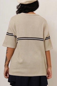 Imagem do Blusa tricot bege listras preta 70´s vintage