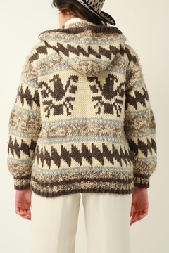 Casaco lã bem pesado com capuz vintage - comprar online