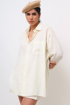 Camisa 100% linho vintage off white - loja online
