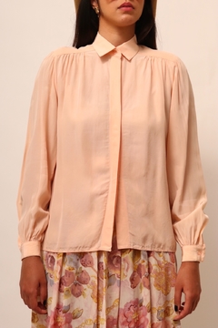 Camisa rosa manga bufante vintage - loja online