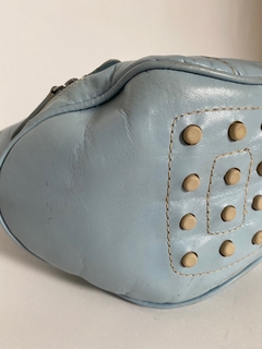 Bolsa couro azul bebe ombro recorte vintage - Capichó Brechó