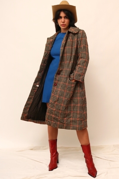 casaco xadrez em lã vintage forrado
