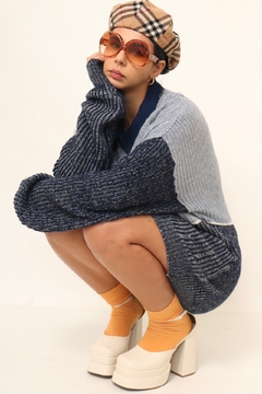 Imagem do Maxi tricot vestido azul com azul vintage