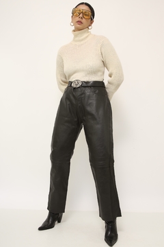 Calça de couro cintura media vintage