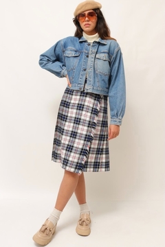 jaqueta jeans cropped vintage azul - loja online