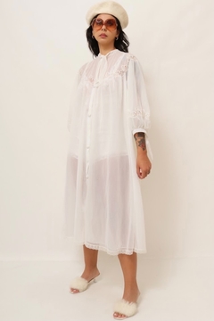 Capa robe vintage camadas tecido transparencia 70´s