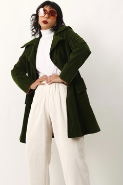 casaco verde musgo veludo forrado - comprar online