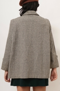 Capa casaco xadrez 100% lã cinza - Capichó Brechó