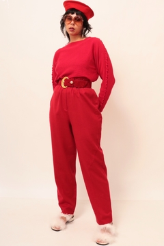 Calça mega baggy vermelha cintura alta - loja online