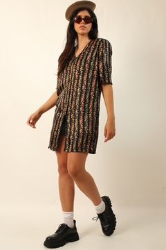 vestido camisa acetinado estampa - loja online