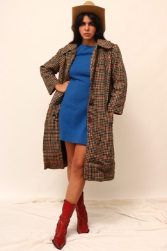 casaco xadrez em lã vintage forrado - loja online