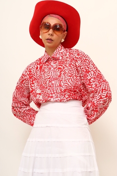 Camisa vermelha e branca vintage - Capichó Brechó