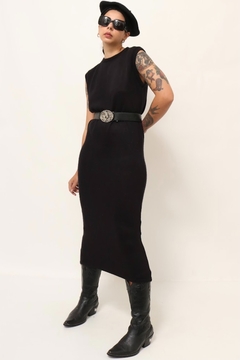 Vestido midi preto tricot CEA vintage - Capichó Brechó