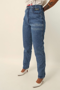 Imagem do calça jeans cintura mega alta azul classica