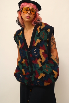 Imagem do Maxi colete de tricot color vintage 80`s