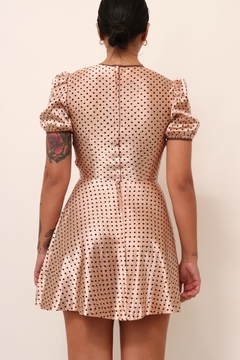 Vestido poa curto justo vintage rosa - comprar online