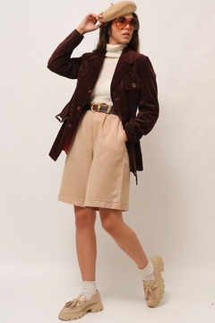 casaco veludo marrom cinto anos 79’ - comprar online