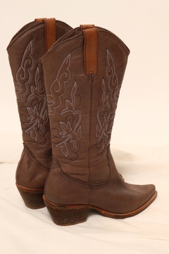 Bota couro western bordada marrom 36 - loja online