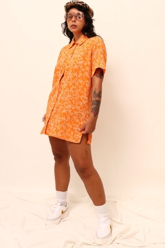 Camisa vestido laranja vintage estampa