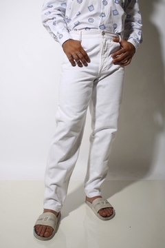 Calça jeans cintura alta branca vintage - comprar online