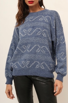 pulover azul manga bufante vintage - comprar online