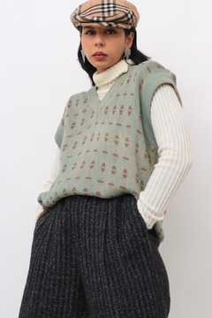 colete onça verde amplo tricot vintage na internet