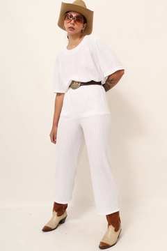 Imagem do conjunto blusa + calca branco listras textura
