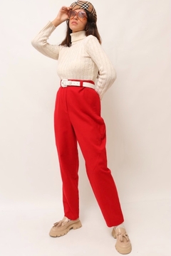 calca culote vermelha vintage cintura alta - comprar online