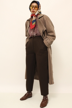 Trench coat marrom aveludado forrado vintage